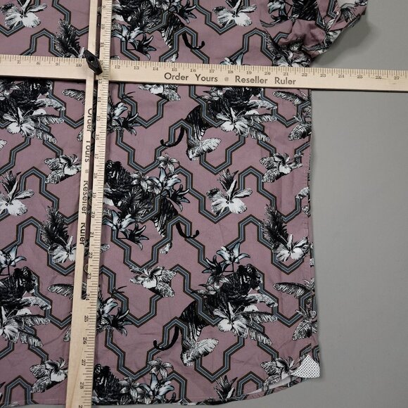 Ted Baker Stefan Tiger Mash Up Slim Fit Button Up Shirt Preppy Lightweight 5 XL - Picture 7 of 8